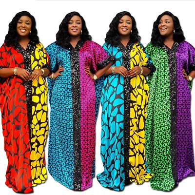 African Dubai Damask Dresses For Women V-Neck Caftan Moroccan Sequin Kaftan • $41.99