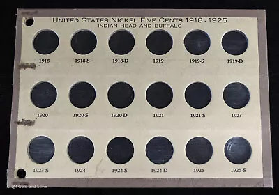 Meghrig Coin Album Page For Indian Head & Buffalo Nickels 1918-1925 • $14.95