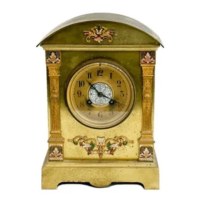 Samuel Marti French Gilt Bronze And Champleve Enamel Mantle Clock Circa 1910 • $327.25