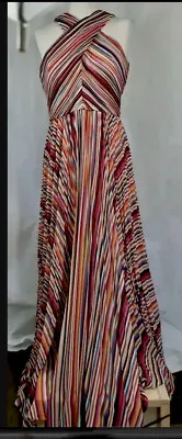 Stunning Ladies FOREVER UNIQUE Rainbow Striped Maxi Dress UK 10/12 • £70