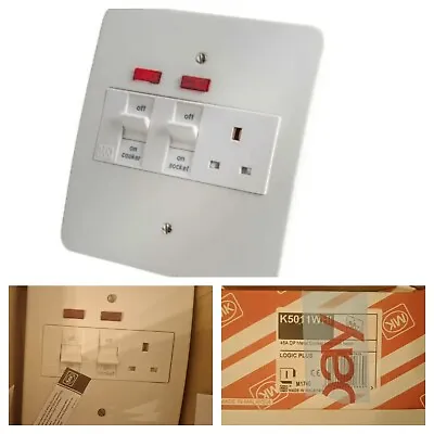 MK K5011 WHI 45 AMP DP COOKER CONTROL UNIT LOGIC PLUS Neon Boxed Switch  • £64.95