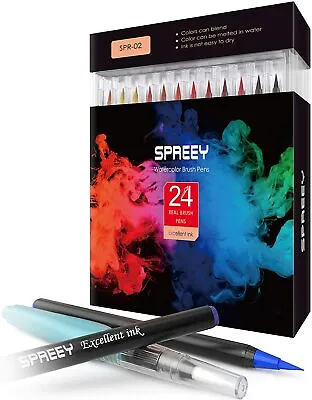 $14.95 • Buy SPREEY Watercolor Brush Pens 24colors SPR-02