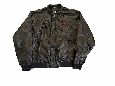 Vintage BOSCH MVP Bomber Racer Jacket Black  Embroidered Mens Size L Mechanic • $29.95