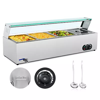 Stainless Steel 1500W Bain Marie Food Warmer 4 Pan Electric Buffet Warmer Server • $249.99