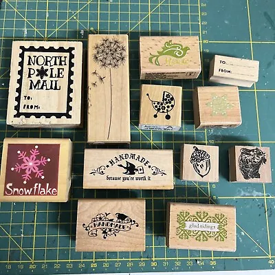 Bundle Wooden Stamps Stamping Crafting Christmas Handmade • £5