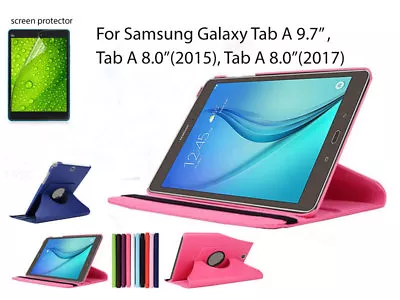 ' For Samsung Galaxy Tab A 9.7   8.0  Screen Protector/ Rotating PU Leather Case • $15