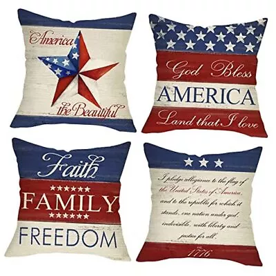 4th Of July Patriotic American Decorative 18x18 Inches 4th Of July Vintage • $30.89