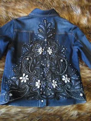 Colleen Lopez***my Favorite Things Womans Beaded Fancy Blue Jean Jacket /small • $21