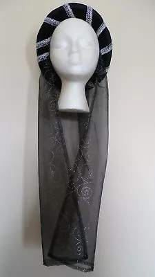 £22.50 • Buy Black & Silver Medieval Headdress MADE TO ORDER Gothic Headpiece Pagan Circlet 