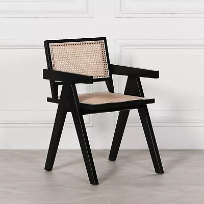 Black Painted Wooden Cane Dining Chair • £148.95