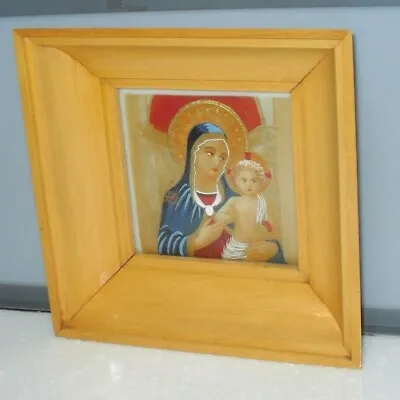 Vintage Signed H. Dal  Hand Painted Enamel On Porcelain Plaque Madonna & Child • £99.99