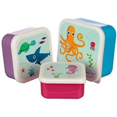 Children's Kids Characters Splosh SEALIFE School Nursery Lunch Snack Box 3Pc Set • £11.95