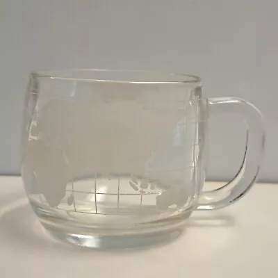 Vintage Nestle Nescafe World Globe Frosted Glass Coffee Mug Cup • $8