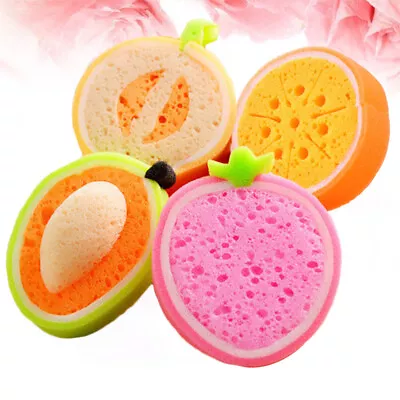 4 Pcs Baby Loofah Kids Bath Sponges Lovely Bath Tool Fun Fruit Sponges • £7.95