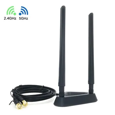 £19.82 • Buy Wireless Extend Cable External 8Dbi Dual WiFi Network Antenna Magnet Stand