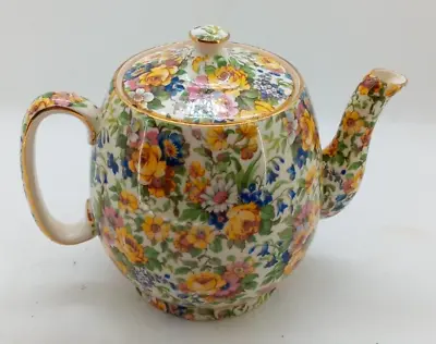 Vintage Royal Winton Grimwades  Bedale  Floral Teapot With Lid Gold Trim VGC • $129