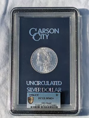 1884 CC PCGS MS63+ Morgan Silver Dollar GSA HOARD Oversized Holder COA $1 Coin • $365