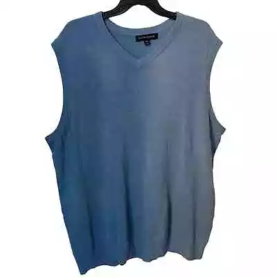 Tricots St Raphael Soft Comfortable V Neck Sweater Vest Men Sz XXL Blue Stretch • $18