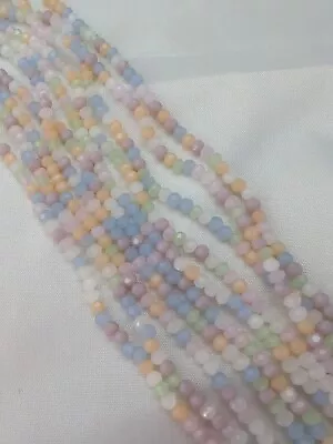 Glass Beads Faceted Rondelle Pastel Mix 3mm X 2.5mm 160 Beads (MYGB 500) • £3.70