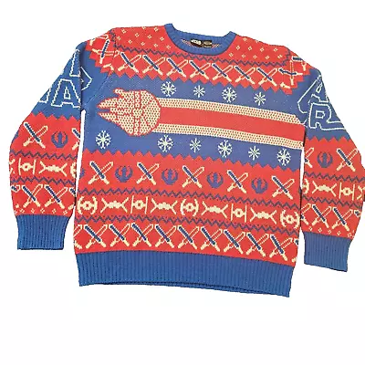 STAR WARS Ugly Christmas Sweater Mens Medium Knit Millennium Falcon • $31.49