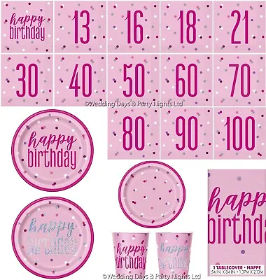 Pink Birthday Party Napkins Serviette Plates Tablecloth Cups Tableware Decor • £2.68