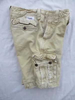 Abercrombie Fitch Heavyweight Distressed Light Tan Military Cargo Shorts 28 • $29.99