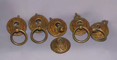 LOT OF (6) VINTAGE BRASS & METAL RING PULLS - 4 Complete - 2 Parts - SALVAGED • $18