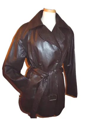 $23.95 • Buy Vakko Brown Faux Leather Jacket W/ Belt Size Xs-s Vguc