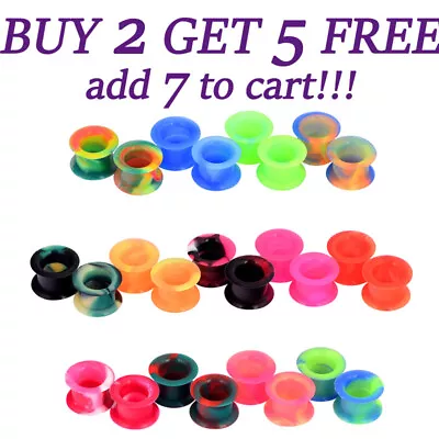 $6.59 • Buy 1 Pair 2g-1  Silicone Ear Skin Thick Soft Ear Expander Tunnels Plugs Ear Gauges