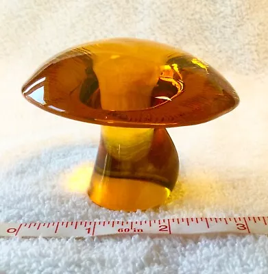 Small Vintage MCM Viking AMBER Glass MUSHROOM PAPERWEIGHT 2.5” Tall X 3.25” Wide • $73