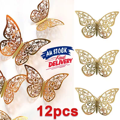 $5.85 • Buy 12Pcs Butterfly Wall Decal Decorations 3D DIY Home Decal Room Art Decor Stickers