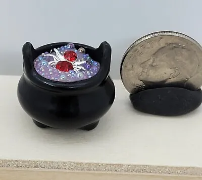 MINIATURE Dollhouse Bubbling Cauldron Witch Halloween Spooky Potion Spider Decor • $11.99