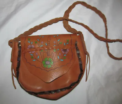 Vintage HARD ROCK CAFE Leather Embossed Hippie Saddle Shoulder Bag • $65