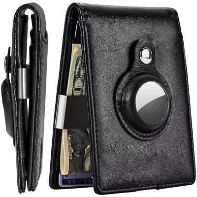 AirTag Wallet For Men With Money Clip Slim Leather RFID Blocking Billfold Purse • $7.06