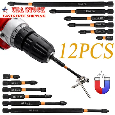 12PCS Magnetic Anti-Slip PH2 Impact Driver Phillips Screwdriver Drill Bit Tool • $12.65