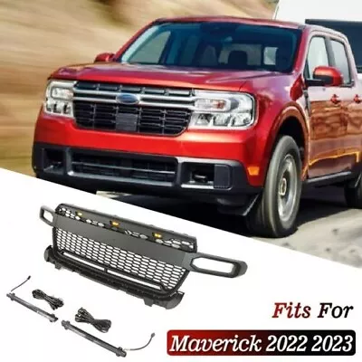 2022 Matte Black Front Grille With FR Letter &Light Bar Fit For Ford Maverick • $199