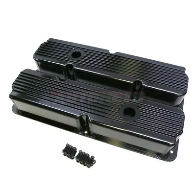 Ford FE Black Fabricate Finned Aluminum 352-360-390-406-410-427-428 Valve Cover • $189.95