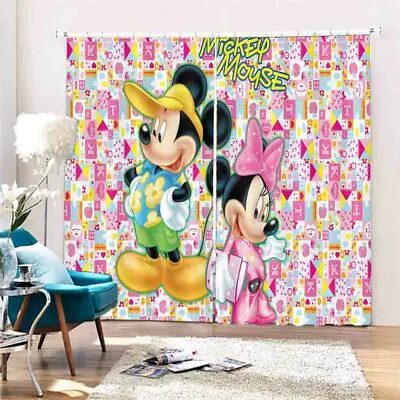 £117.37 • Buy Big Pink Mickey Mouse 3D Curtain Blockout Photo Printing Curtains Drape Fabric