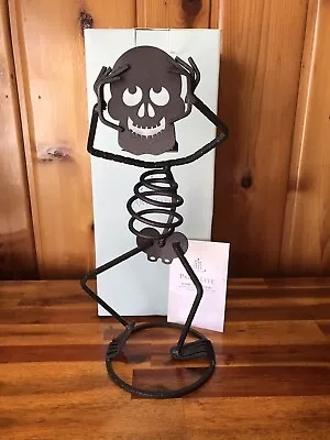 Partylite Halloween Skeleton MR BONES Metal Tealight Holder 15” Tall • $45.44