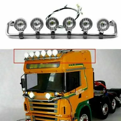 For TAMIYA Scania 1:14 RC Tractor Truck LED Metal Spotlight Top Roof Light Bar • £67.97