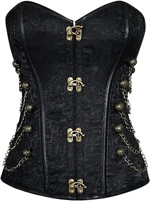 Charmian Women's Spiral Steel Boned Steampunk Gothic Bustier Corset With Chains • $44.99