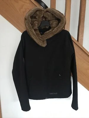 £20 • Buy Women's Black Marmot Furlong Soft Shell Fur Hood Jacket Size:m Medium