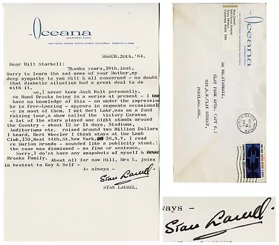 Stan Laurel Letter Signed Re Marlon Brando • $575