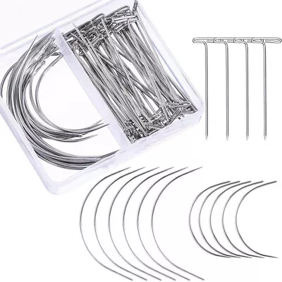 Curved Pin Sewing Metal T-Pins Hair Weave Thread Wig Making Kit T-Pins Wig • £8.75