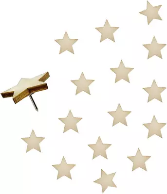 30 Pcs Wood Push Pins Star Shape Cute Decorative Thumbtacks For Cork Boards Map • $16.24