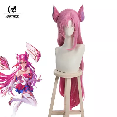 LOL Star Guardian Kaisa Cosplay Wig 100cm Long Pink Gradient Synthetic Hair • $35.65