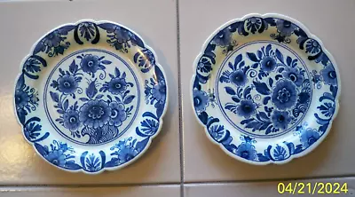 2 Vintage Oud Delft Hand Painted Wall Hanging Plates Made In Holland • $29.99