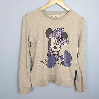 Disney Minnie Mouse Sweatshirt Women's Medium Grey Sweater Jumper Mickey Blanco • £6