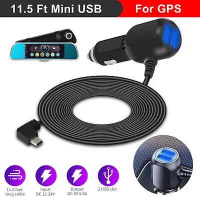 Dash Cam Car Charger Mini USB Cable 11.5ft Power Cord Supply For DVR Camera GPS • $9.98