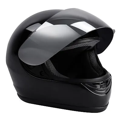 Motorcycle Mirror Shield Gloss Black FullFace DOT Adult Helmet Size S/M/L/XL HOT • $39.99